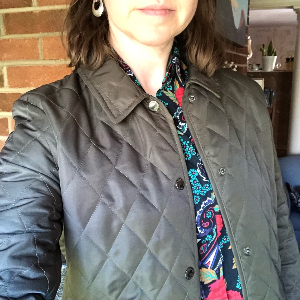 Olive Green Steve & Barry’s Collared Button Down Diamond Pattern Jacket, M